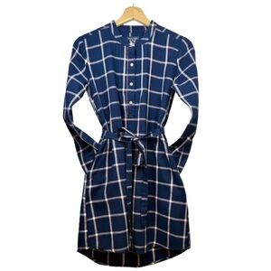 Abercrombie & Fitch Plaid Flannel Shirt Dress | Navy Plaid | XS